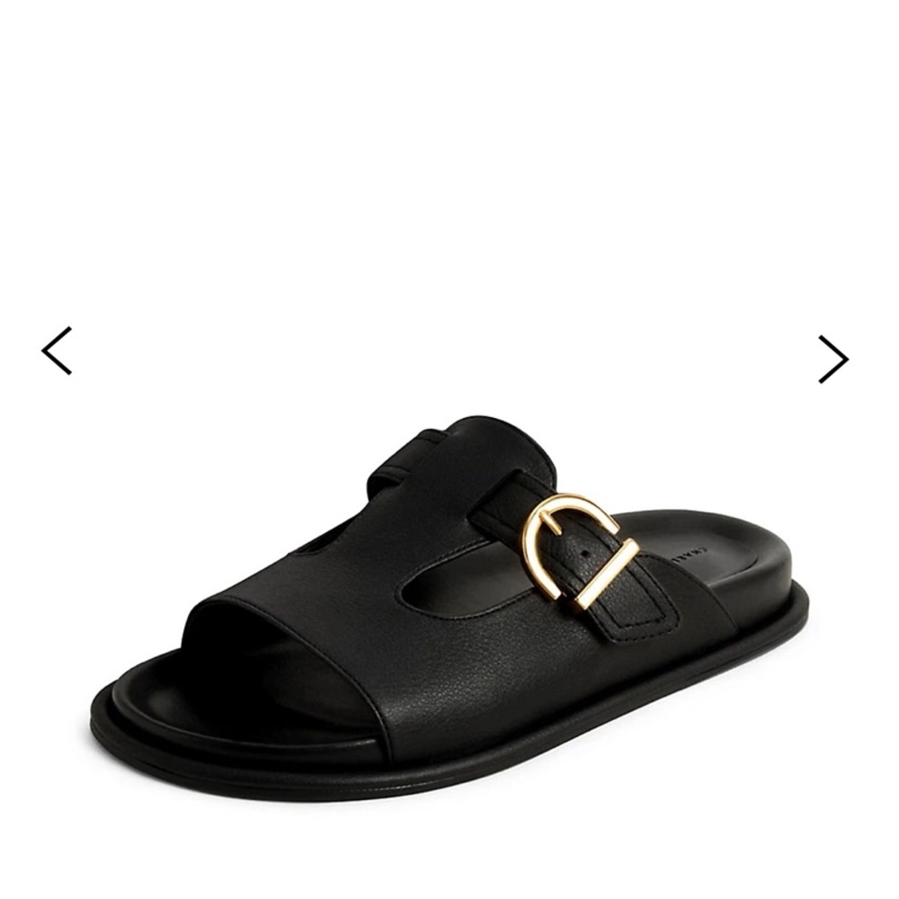 LEATHER BLACK SLIDES